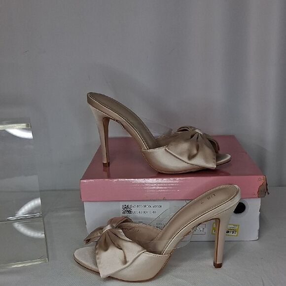 ALLEGRA K SATIN BOW STILETTO HEELS FTL-05-008 - Picture 1 of 8